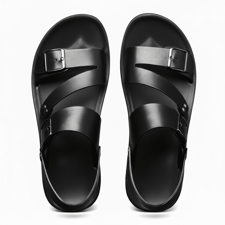 Men's Open Toe Double Buckle Crossband Sandals
