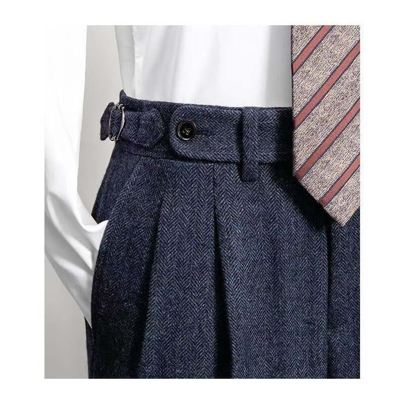 Vintage-Inspired Men's Tweed Trousers - Casual Style