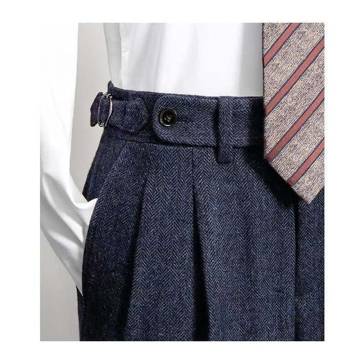 Vintage-Inspired Men's Tweed Trousers - Casual Style