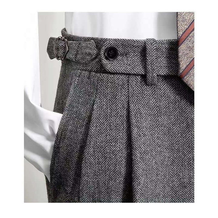 Vintage-Inspired Men's Tweed Trousers - Casual Style