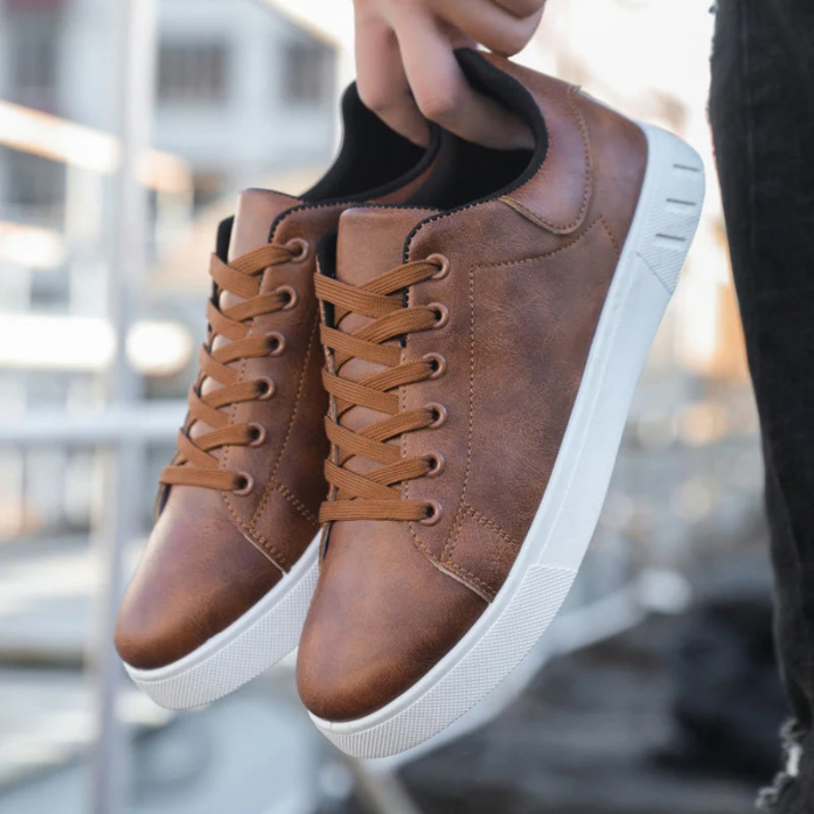 Men's Casual Lace-Up Sneakers with Contrasting Sole