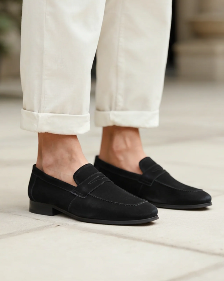 Black Suede Classic Loafers