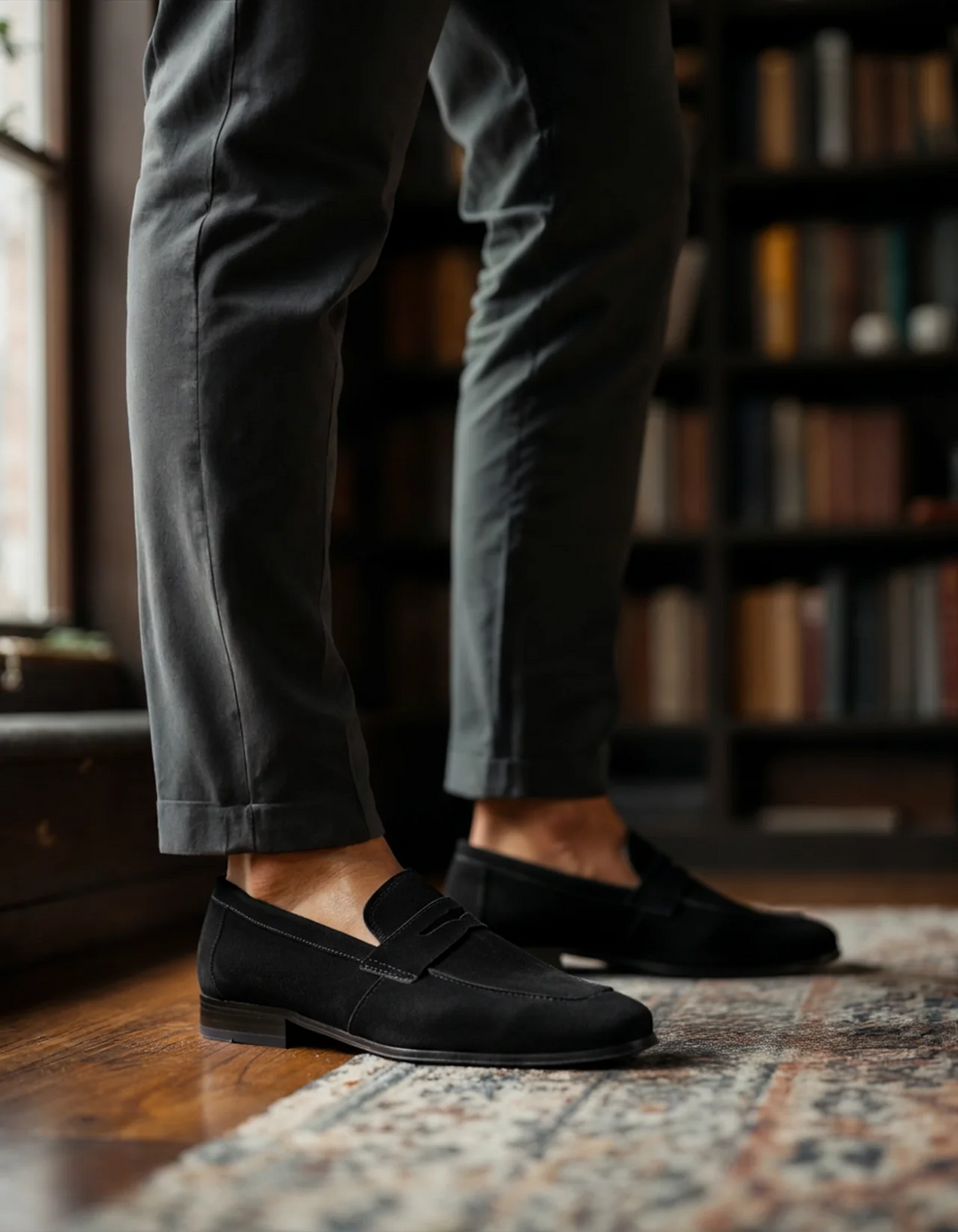 Black Suede Classic Loafers