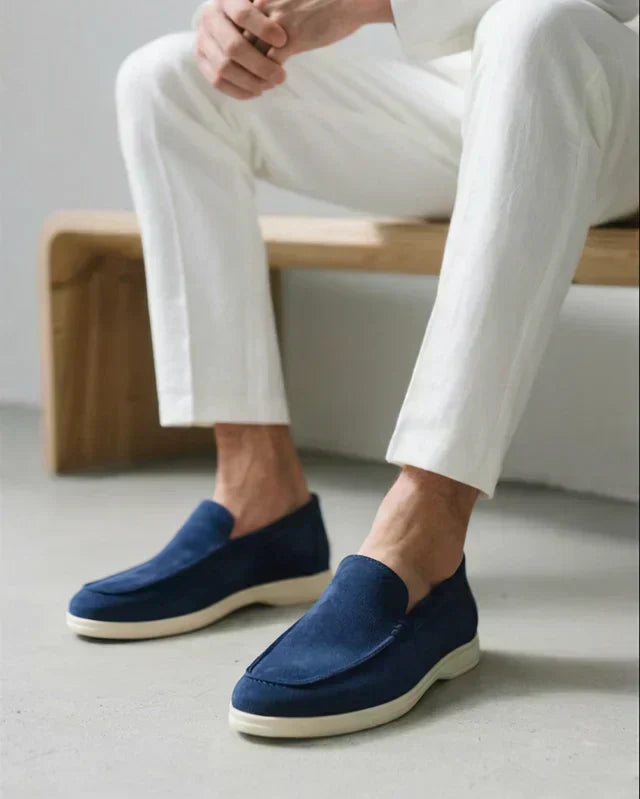 Marine Blue Suede Loafers