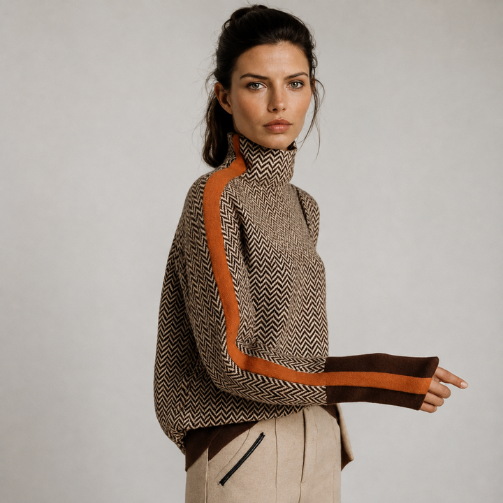 Sandra | Contrast High-Neck Sweater