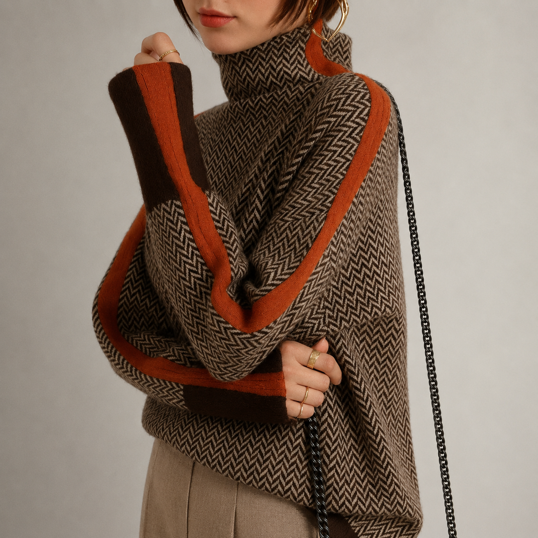 Sandra | Contrast High-Neck Sweater