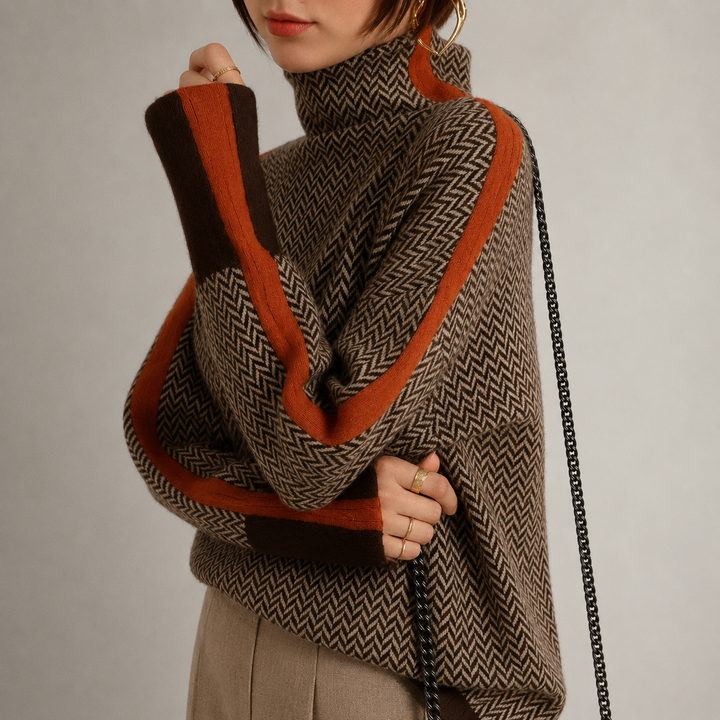 Sandra | Contrast High-Neck Sweater