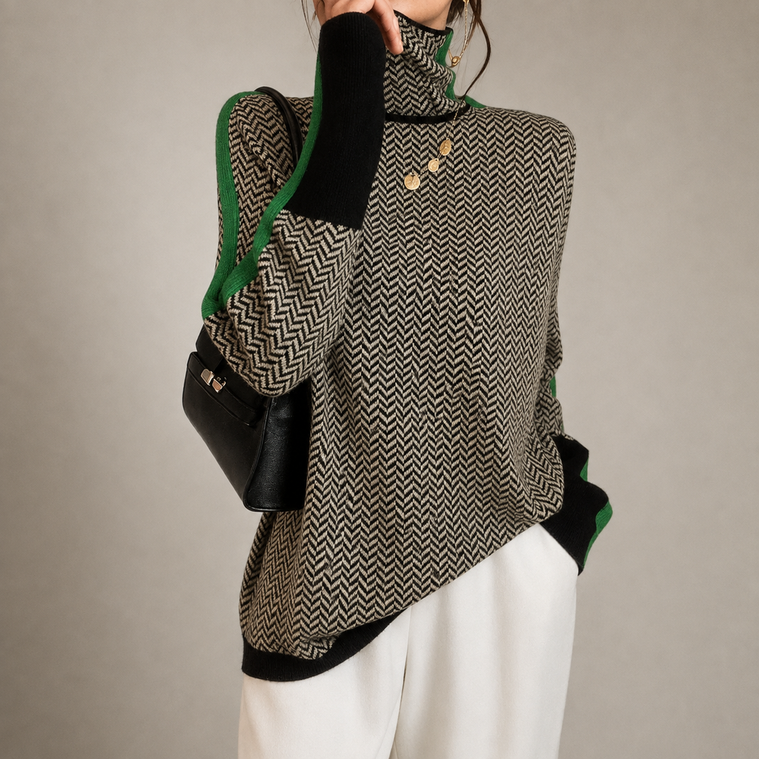 Sandra | Contrast High-Neck Sweater