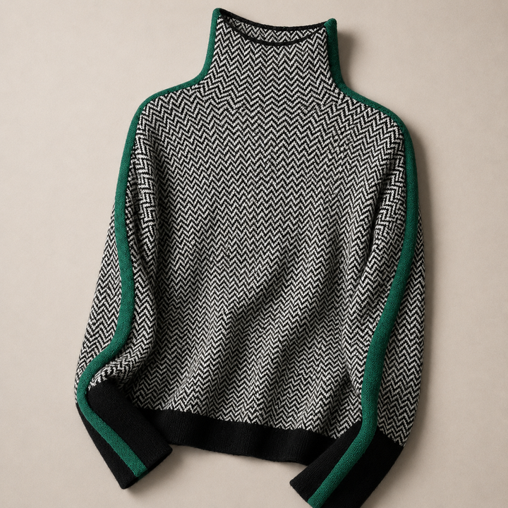 Sandra | Contrast High-Neck Sweater